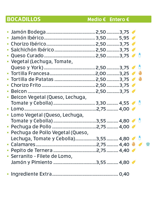 Carta cafetería DST Fonolleres