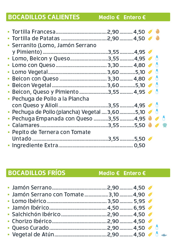 Carta cafetería DST Belvís