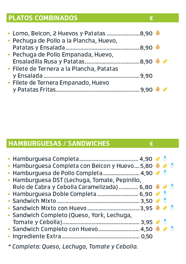 Carta cafetería DST Belvís
