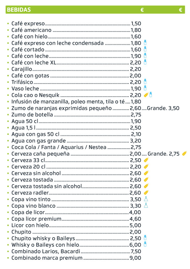 Carta cafetería DST Fonolleres